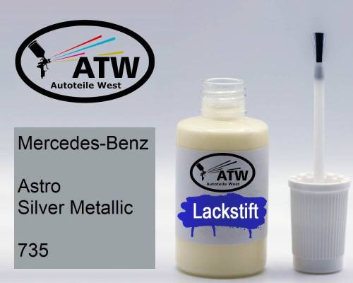 Mercedes-Benz, Astro Silver Metallic, 735: 20ml Lackstift, von ATW Autoteile West.